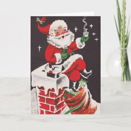 Retro Santa on Rooftop Weihnachten im 1950er Jahre (Vorderseite)