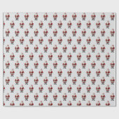 Retro Santa on Silver Mist Weihnachtsmuster Geschenkpapier (Flach)