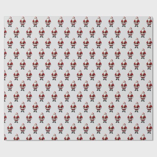 Retro Santa on Silver Mist Weihnachtsmuster Geschenkpapier (Flach)