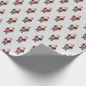 Retro Santa on Silver Mist Weihnachtsmuster Geschenkpapier (Ecke)