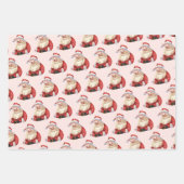 Retro Santa Pastel Lila Weihnachtswackelpapier Geschenkpapier Set (Vorderseite 2)