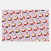 Retro Santa Pastel Lila Weihnachtswackelpapier Geschenkpapier Set (Vorderseite)
