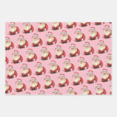Retro Santa Pastel Pink Weihnachtswrapping Paper Geschenkpapier Set (Vorderseite)