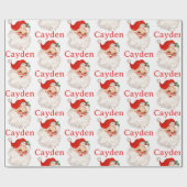 Retro Santa personalisiert Geschenkpapier (Flach)