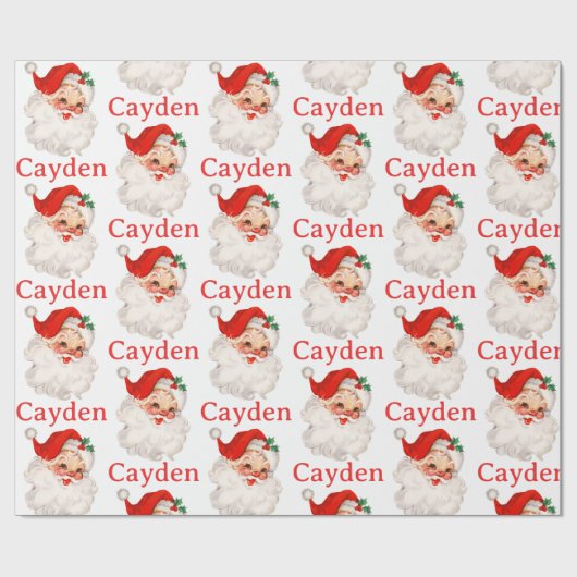 Retro Santa personalisiert Geschenkpapier (Flach)