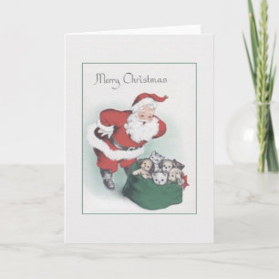 Retro Santa Pet Weihnachtskarte ausliefern Feiertagskarte
