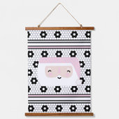 Retro Santa Pink Kinder Weihnachten Wandteppich Mit Holzrahmen (Vorderseite)