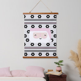 Retro Santa Pink Kinder Weihnachten Wandteppich Mit Holzrahmen