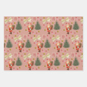 Retro Santa Pink & Sage Weihnachtswrapping Sheets Geschenkpapier Set (Vorderseite 2)