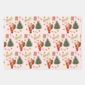 Retro Santa Pink & Sage Weihnachtswrapping Sheets Geschenkpapier Set (Vorderseite)