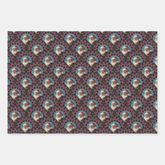 Retro Santa Pinkmas Mandala Art Deco Geschenkpapier Set (Vorderseite 3)