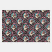 Retro Santa Pinkmas Mandala Art Deco Geschenkpapier Set (Vorderseite)
