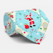 Retro Santa Playing Tennis Ogee Muster Krawatte (Gerollt)