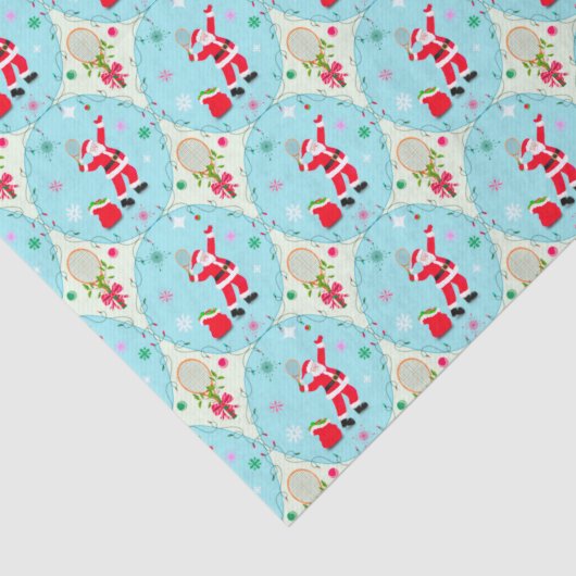 Retro Santa Playing Tennis Ogee Muster Seidenpapier (Detail)