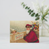 Retro Santa Postcard Feiertagspostkarte (Stehend Vorderseite)