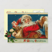Retro Santa Postcard Feiertagspostkarte (Vorne/Hinten)