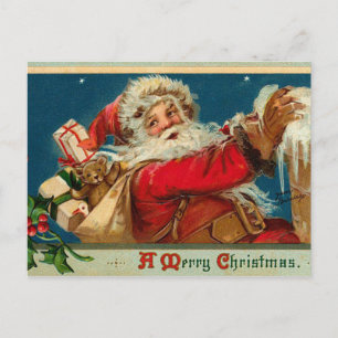 Retro Santa Postcard Feiertagspostkarte