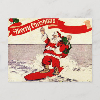 Retro Santa Postcard surfen Feiertagspostkarte
