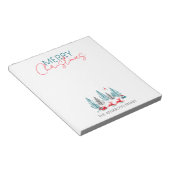 Retro Santa Reindeer Winter Forest Weihnachtsname Notizblock (angewinkelt)