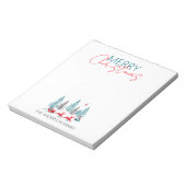 Retro Santa Reindeer Winter Forest Weihnachtsname Notizblock (Rotiert)