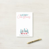 Retro Santa Reindeer Winter Forest Weihnachtsname Post-it Klebezettel (Auf Schreibtisch)