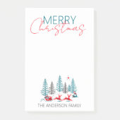 Retro Santa Reindeer Winter Forest Weihnachtsname Post-it Klebezettel (Vorderseite)