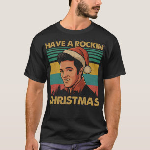 Retro-Santa Rockin' Weihnachtsporträt-Shirt T-Shirt