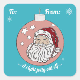 Retro Santa (rot) Quadratischer Aufkleber