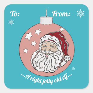 Retro Santa (rot) Quadratischer Aufkleber