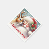 Retro Santa Rudolph Xmas Party Table Napkins Serviette (Ecke)