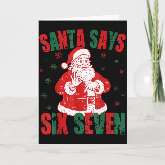 Retro Santa Says Six Seven 67 Meme Christmas  Karte (Vorderseite)