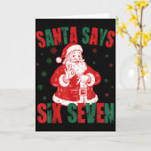 Retro Santa Says Six Seven 67 Meme Christmas  Karte (Gelbe Blume)