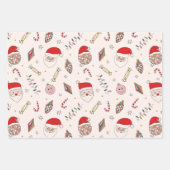 Retro Santa Schachbrett Happy Ornaments Geschenkpapier Set (Vorderseite 2)