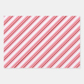 Retro Santa, Schneeflocken & Streifen auf rosa Geschenkpapier Set (Vorderseite 3)