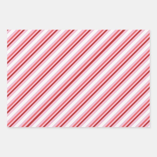 Retro Santa, Schneeflocken & Streifen auf rosa Geschenkpapier Set (Vorderseite 3)