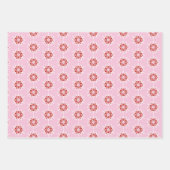 Retro Santa, Schneeflocken & Streifen auf rosa Geschenkpapier Set (Vorderseite 2)