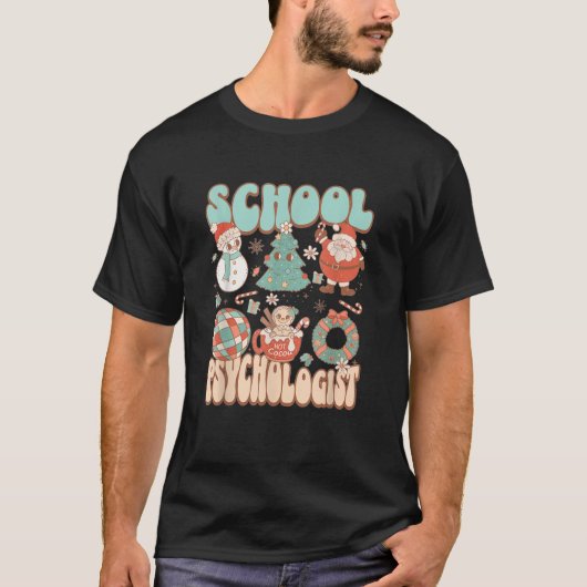 Retro Santa School Psychologin Weihnachten Snowman T-Shirt (Vorderseite)