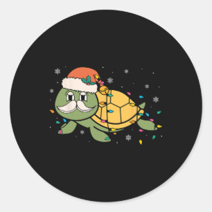 Retro Santa Sea Turtle Weihnachten Weihnachten Wei Runder Aufkleber