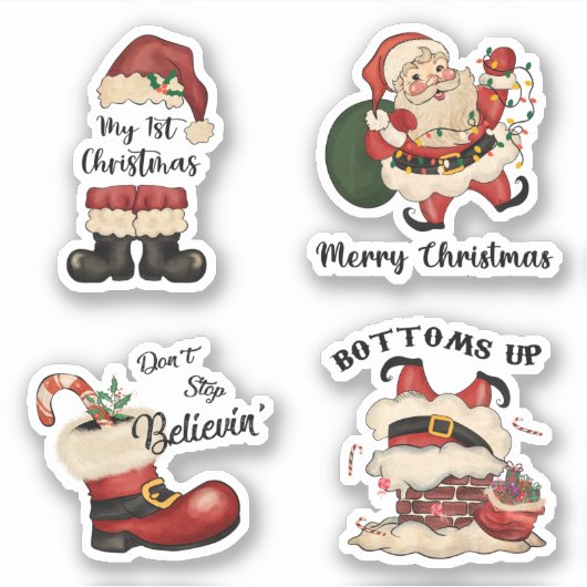 Retro Santa Sticker Set (Vorderseite)