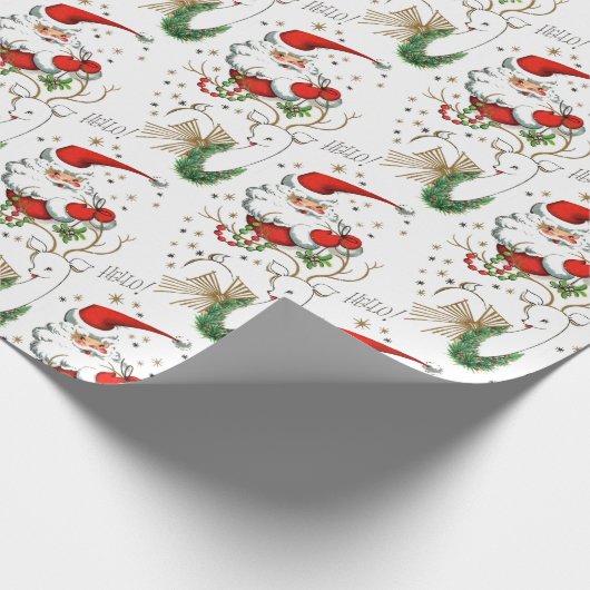 Retro Santa und Rentier Geschenkpapier (Ecke)