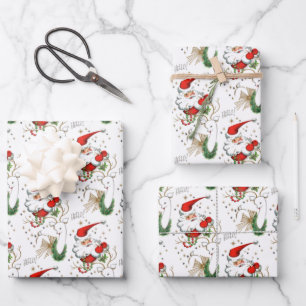 Retro Santa und Rentier  Geschenkpapier Set