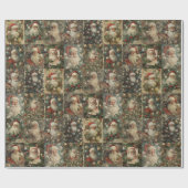 Retro Santa & Viktorianische Weihnachtsfeier Geschenkpapier (Flach)