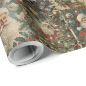 Retro Santa & Viktorianische Weihnachtsfeier Geschenkpapier (Rolleneckpunkt)