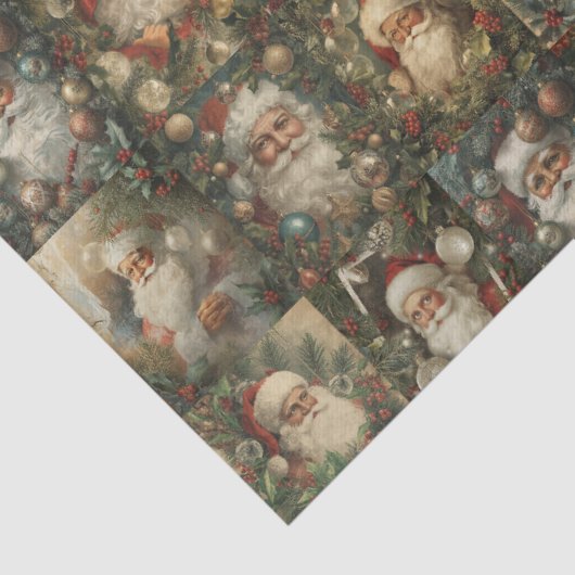 Retro Santa & Viktorianische Weihnachtsfeier Seidenpapier (Detail)