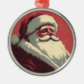 Retro Santa Vintag Illustration Ornament Aus Metall (Vorne)