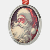 Retro Santa Vintag Illustration Ornament Aus Metall (Links)