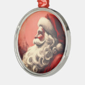 Retro Santa Vintag Illustration Ornament Aus Metall (Links)