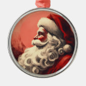 Retro Santa Vintag Illustration Ornament Aus Metall (Vorne)