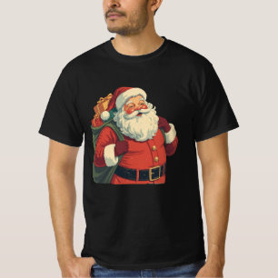 Retro Santa – Vintage Christmas Santa with Gift Sa T-Shirt