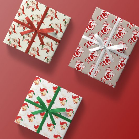 Retro santa vintage Weihnachtsgeschenk Packpapier Geschenkpapier Set
